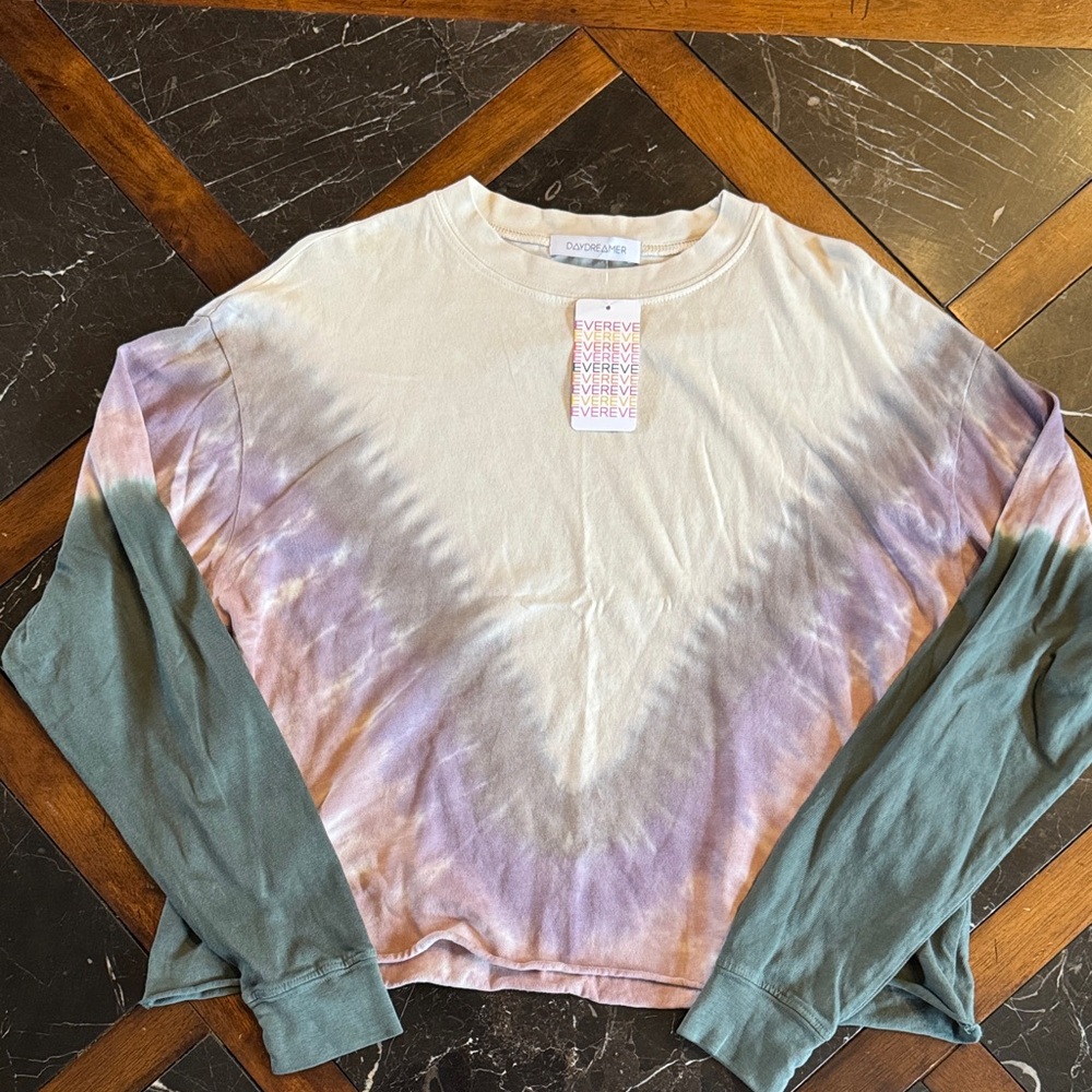 Daydreamer Tie-Dye Long Sleeve Top - Cream, Purple, Green
